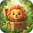 Ikon aplikasi Discovery Zoo: singa di dalam peti kayu